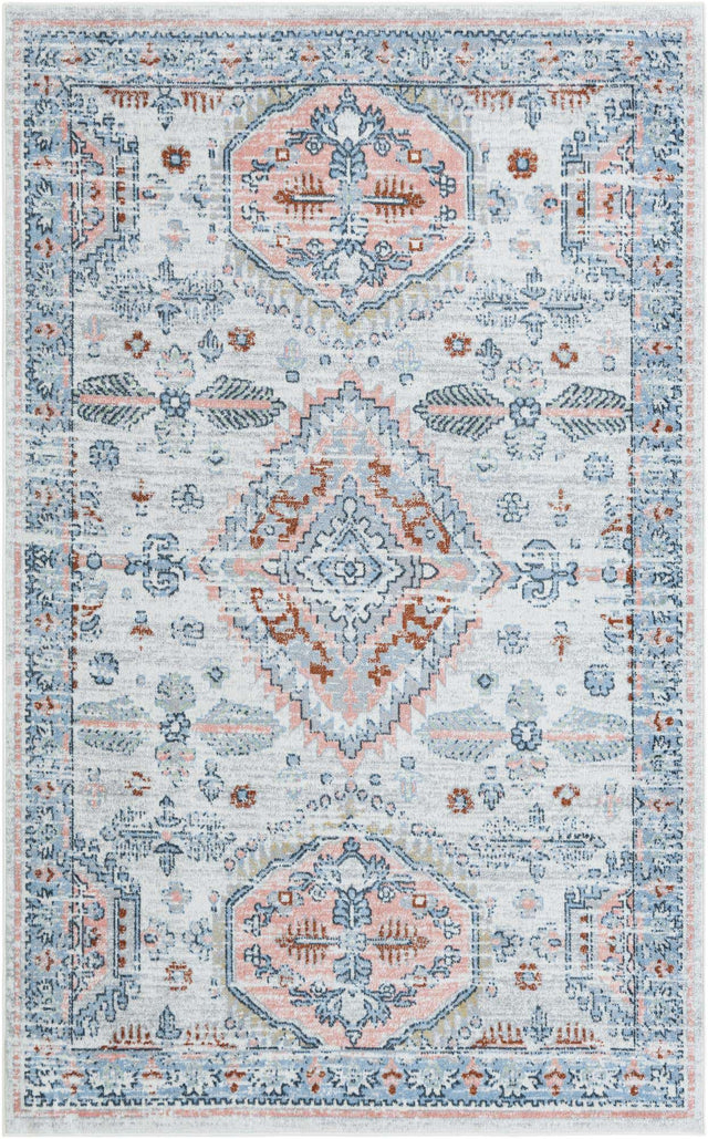 Washable Ivory 5' 3 x 8' Kamala Washable Rectangle Area Rug Easy to Clean Stain Resistant & Durable 100% Polyester Spill-Friendly Carpet for Sale at Rug Engine