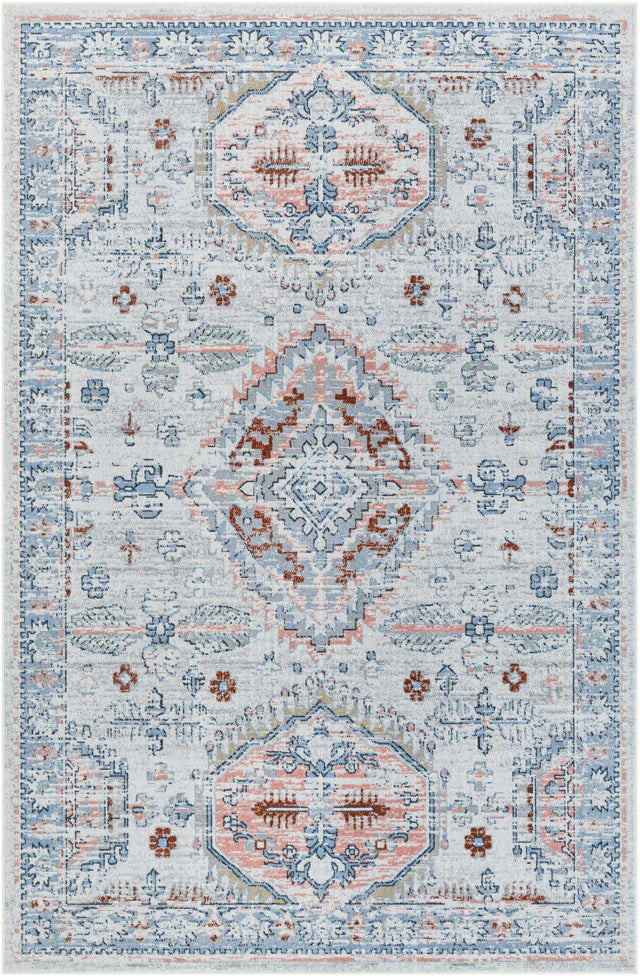 Washable Ivory 6' 1 x 9' Kamala Washable Rectangle Area Rug Easy to Clean Stain Resistant & Durable 100% Polyester Spill-Friendly Carpet for Sale at Rug Engine