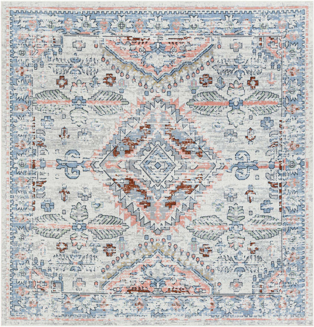 Washable Ivory 7' 10 x 7' 10 Kamala Washable Square Area Rug Easy to Clean Stain Resistant & Durable 100% Polyester Spill-Friendly Carpet for Sale at Rug Engine