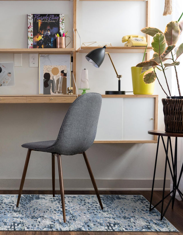 Washable Gray Navy Green 2' x 6' 1 Kamala Washable Runner Area Rug Easy to Clean Stain Resistant & Durable 100% Polyester Spill-Friendly Carpet for Sale at Rug Engine