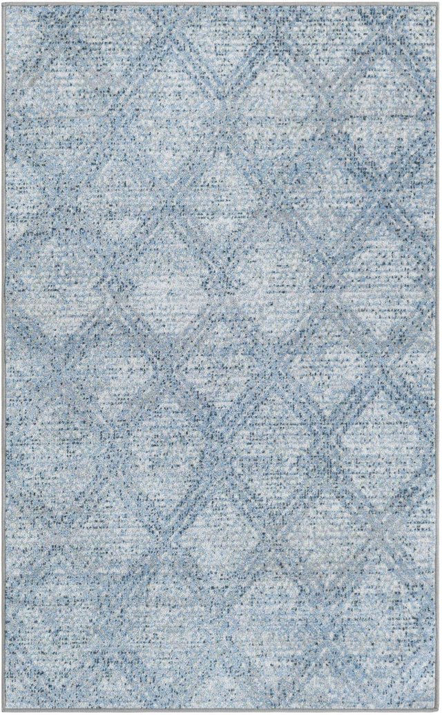 Washable Blue 3' 3 x 5' 3 Kamala Washable Rectangle Area Rug Easy to Clean Stain Resistant & Durable 100% Polyester Spill-Friendly Carpet for Sale at Rug Engine