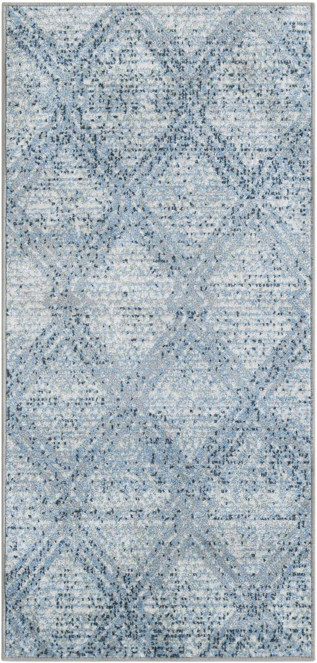 Washable Blue 2' x 4' 1 Kamala Washable Runner Area Rug Easy to Clean Stain Resistant & Durable 100% Polyester Spill-Friendly Carpet for Sale at Rug Engine