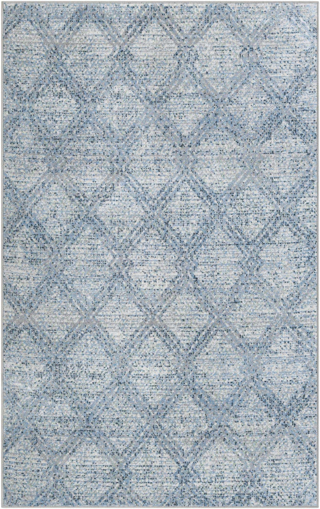 Washable Blue 4' 1 x 6' 1 Kamala Washable Rectangle Area Rug Easy to Clean Stain Resistant & Durable 100% Polyester Spill-Friendly Carpet for Sale at Rug Engine