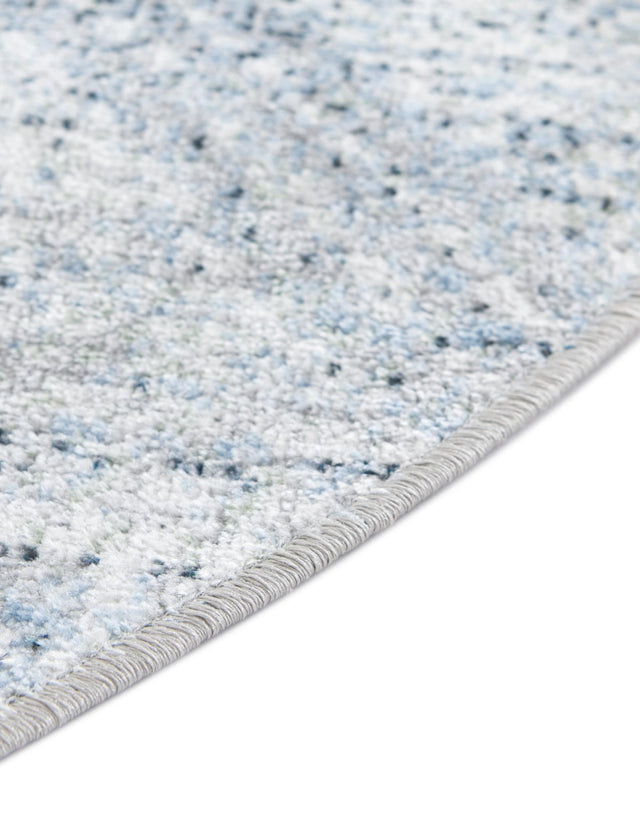Washable Blue 5' 3 x 5' 3 Kamala Washable Round Area Rug Easy to Clean Stain Resistant & Durable 100% Polyester Spill-Friendly Carpet for Sale at Rug Engine