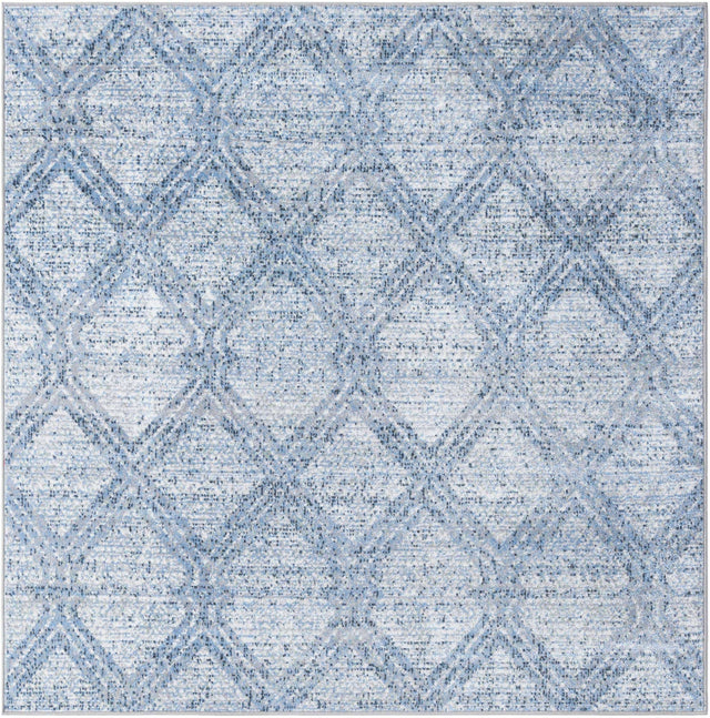 Washable Blue 5' 3 x 5' 3 Kamala Washable Square Area Rug Easy to Clean Stain Resistant & Durable 100% Polyester Spill-Friendly Carpet for Sale at Rug Engine