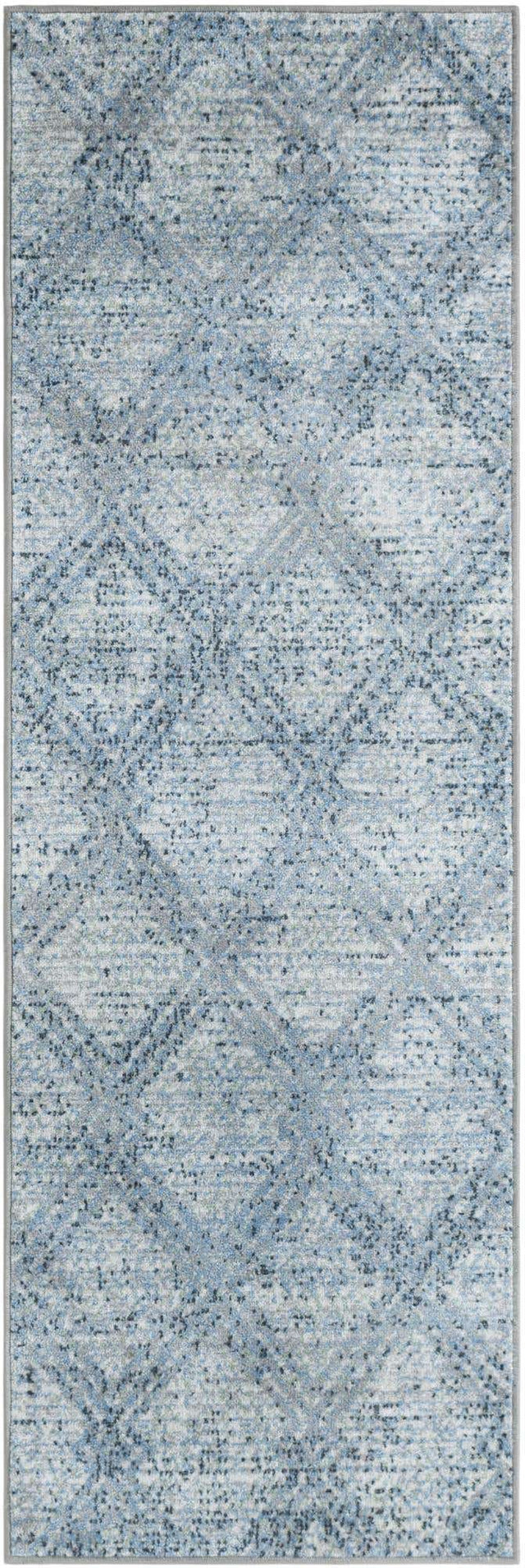 Washable Blue 2' x 6' 1 Kamala Washable Runner Area Rug Easy to Clean Stain Resistant & Durable 100% Polyester Spill-Friendly Carpet for Sale at Rug Engine
