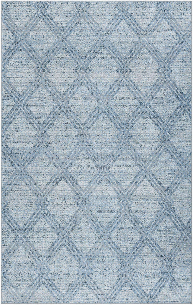 Washable Blue 6' 1 x 9' Kamala Washable Rectangle Area Rug Easy to Clean Stain Resistant & Durable 100% Polyester Spill-Friendly Carpet for Sale at Rug Engine