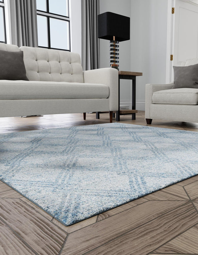 Washable Blue 5' 3 x 5' 3 Kamala Washable Square Area Rug Easy to Clean Stain Resistant & Durable 100% Polyester Spill-Friendly Carpet for Sale at Rug Engine
