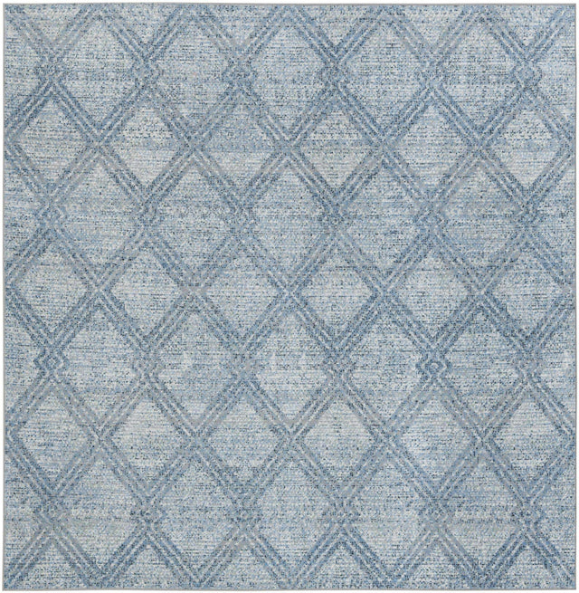 Washable Blue 7' 10 x 7' 10 Kamala Washable Square Area Rug Easy to Clean Stain Resistant & Durable 100% Polyester Spill-Friendly Carpet for Sale at Rug Engine