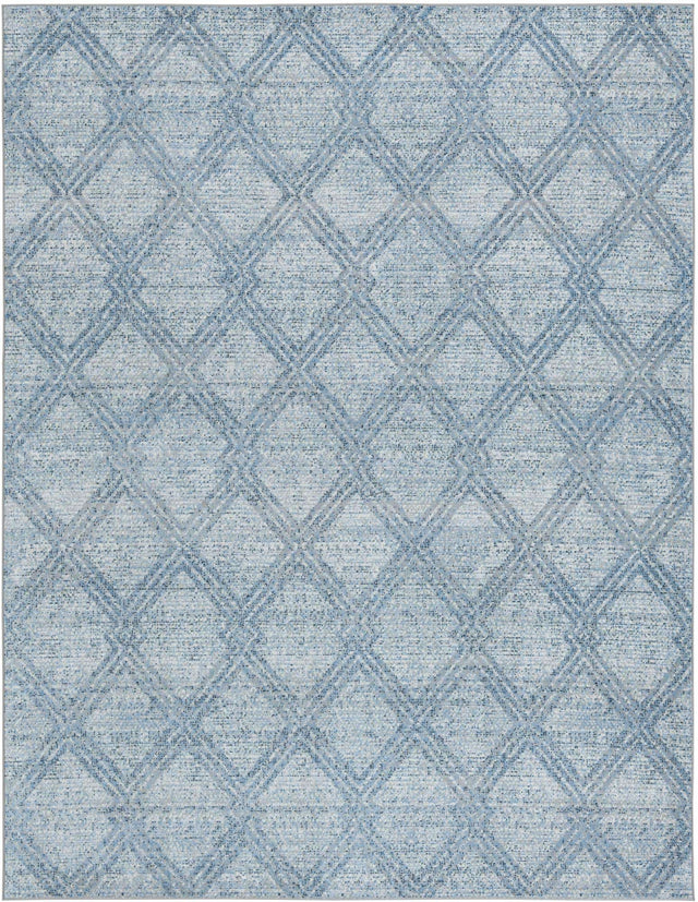 Washable Blue 7' 10 x 10' Kamala Washable Rectangle Area Rug Easy to Clean Stain Resistant & Durable 100% Polyester Spill-Friendly Carpet for Sale at Rug Engine