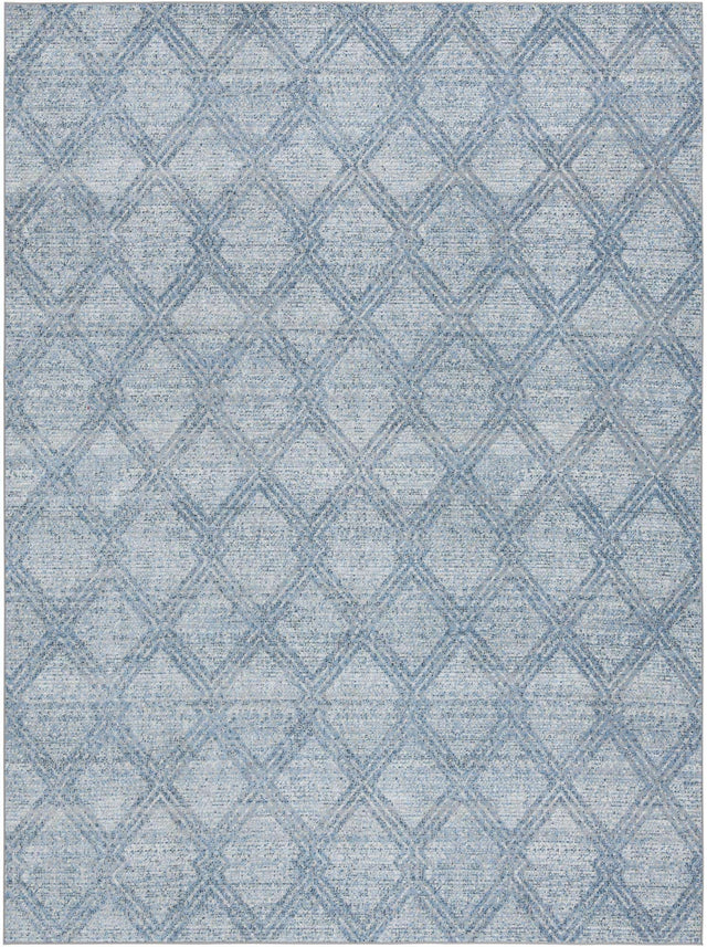 Washable Blue 9' x 12' Kamala Washable Rectangle Area Rug Easy to Clean Stain Resistant & Durable 100% Polyester Spill-Friendly Carpet for Sale at Rug Engine