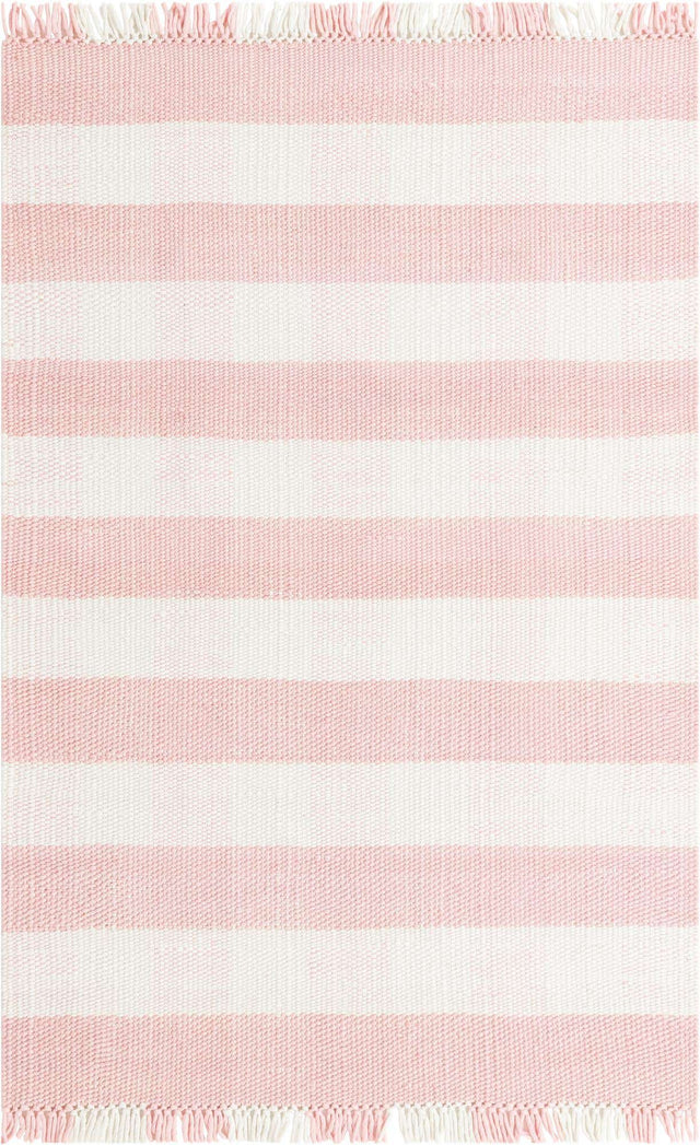 Washable Pink 5' 3 x 8' Eco Plaid Indoor Outdoor Washable Rectangle Area Rug Easy to Clean Stain Resistant & Durable Weather Resistant for Patio, Deck, Terrace, Balcony, Porch 100% Recycled Plastic Bottles Carpet Mat for Sale at Rug Engine