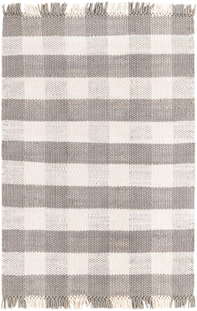 Washable Gray 4' 1 x 6' 1 Eco Plaid Indoor Outdoor Washable Rectangle Area Rug Easy to Clean Stain Resistant & Durable Weather Resistant for Patio, Deck, Terrace, Balcony, Porch 100% Recycled Plastic Bottles Carpet Mat for Sale at Rug Engine