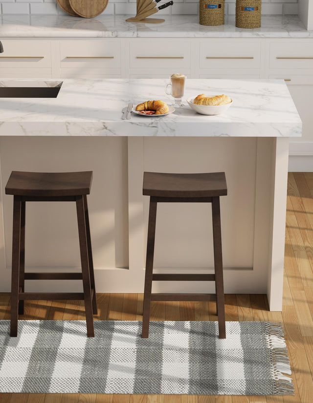 Washable Gray 2' x 8' Eco Plaid Indoor Outdoor Washable Runner Area Rug Easy to Clean Stain Resistant & Durable Weather Resistant for Patio, Deck, Terrace, Balcony, Porch 100% Recycled Plastic Bottles Carpet Mat for Sale at Rug Engine