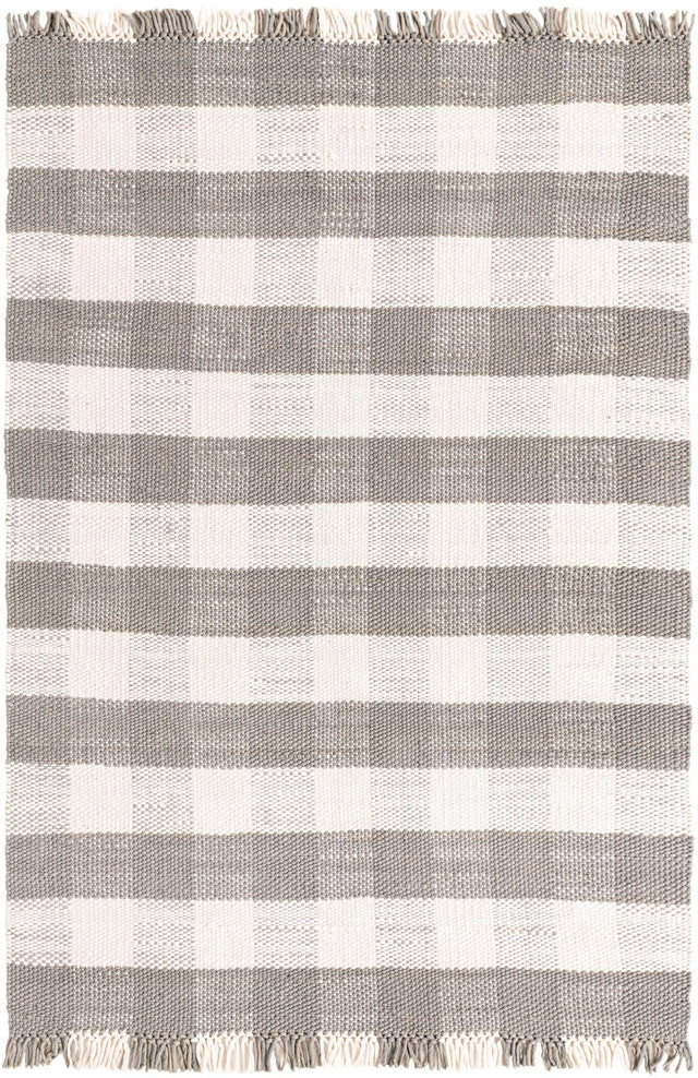 Washable Gray 6' 1 x 9' Eco Plaid Indoor Outdoor Washable Rectangle Area Rug Easy to Clean Stain Resistant & Durable Weather Resistant for Patio, Deck, Terrace, Balcony, Porch 100% Recycled Plastic Bottles Carpet Mat for Sale at Rug Engine