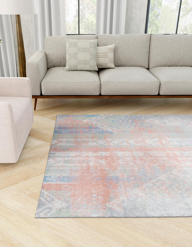 Washable Multicolor 5' 3 x 5' 3 Kamala Washable Square Area Rug Easy to Clean Stain Resistant & Durable 100% Polyester Spill-Friendly Carpet for Sale at Rug Engine