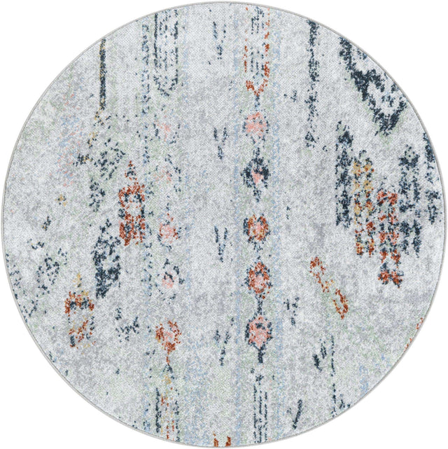 Washable Ivory Gray 3' 3 x 3' 3 Kamala Washable Round Area Rug Easy to Clean Stain Resistant & Durable 100% Polyester Spill-Friendly Carpet for Sale at Rug Engine