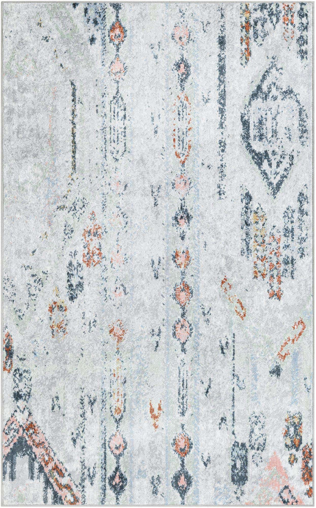 Washable Ivory Gray 4' 1 x 6' 1 Kamala Washable Rectangle Area Rug Easy to Clean Stain Resistant & Durable 100% Polyester Spill-Friendly Carpet for Sale at Rug Engine