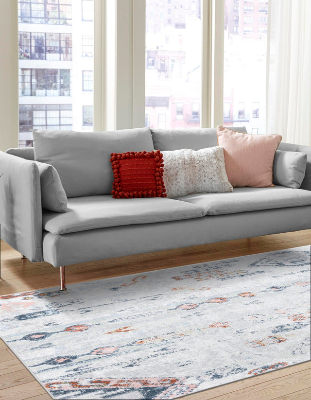 Washable Ivory Gray 9' x 12' Kamala Washable Rectangle Area Rug Easy to Clean Stain Resistant & Durable 100% Polyester Spill-Friendly Carpet for Sale at Rug Engine