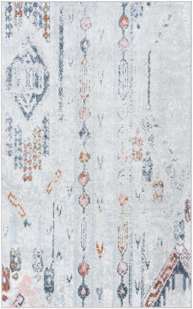 Washable Ivory Gray 5' 3 x 8' Kamala Washable Rectangle Area Rug Easy to Clean Stain Resistant & Durable 100% Polyester Spill-Friendly Carpet for Sale at Rug Engine