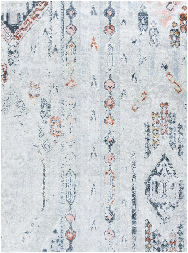 Washable Ivory Gray 9' x 12' Kamala Washable Rectangle Area Rug Easy to Clean Stain Resistant & Durable 100% Polyester Spill-Friendly Carpet for Sale at Rug Engine