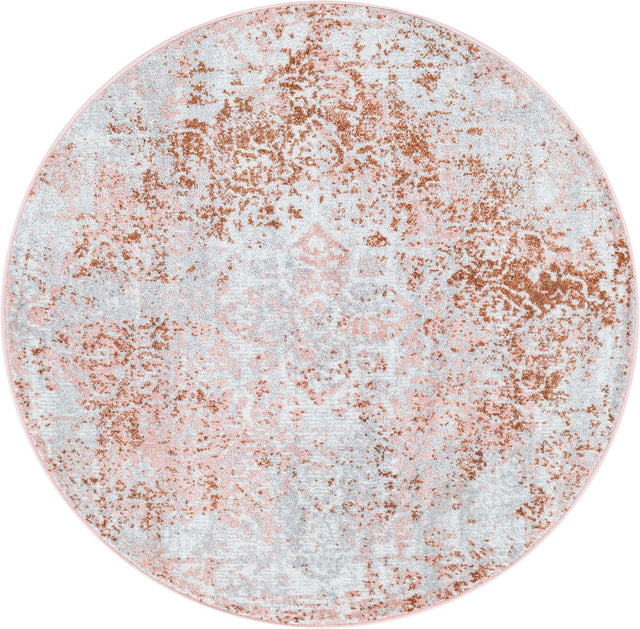 Washable Rose Pink 3' 3 x 3' 3 Kamala Washable Round Area Rug Easy to Clean Stain Resistant & Durable 100% Polyester Spill-Friendly Carpet for Sale at Rug Engine