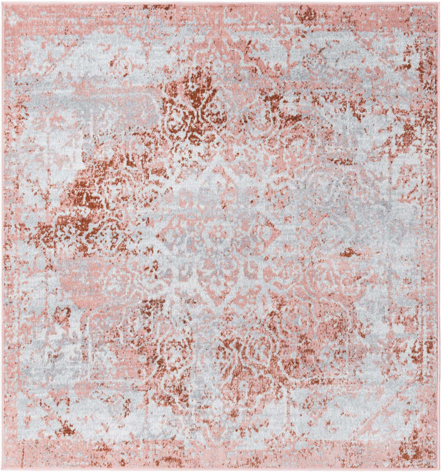 Washable Rose Pink 5' 3 x 5' 3 Kamala Washable Square Area Rug Easy to Clean Stain Resistant & Durable 100% Polyester Spill-Friendly Carpet for Sale at Rug Engine