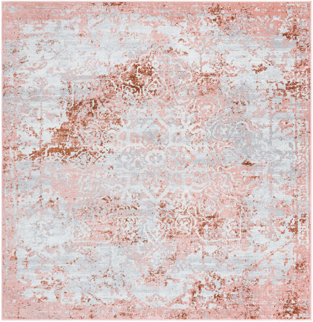 Washable Rose Pink 7' 10 x 7' 10 Kamala Washable Square Area Rug Easy to Clean Stain Resistant & Durable 100% Polyester Spill-Friendly Carpet for Sale at Rug Engine