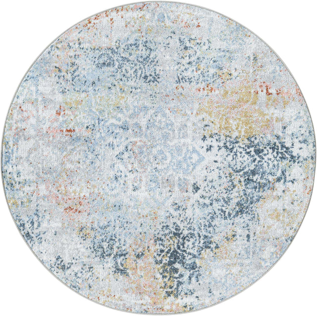 Washable Multicolor 3' 3 x 3' 3 Kamala Washable Round Area Rug Easy to Clean Stain Resistant & Durable 100% Polyester Spill-Friendly Carpet for Sale at Rug Engine