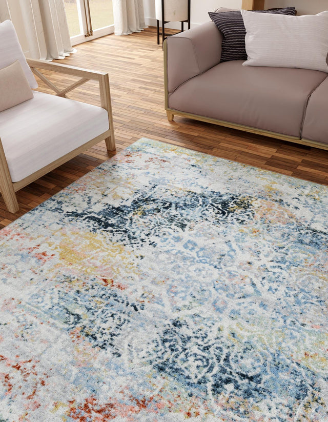 Washable Multicolor 7' 10 x 7' 10 Kamala Washable Square Area Rug Easy to Clean Stain Resistant & Durable 100% Polyester Spill-Friendly Carpet for Sale at Rug Engine