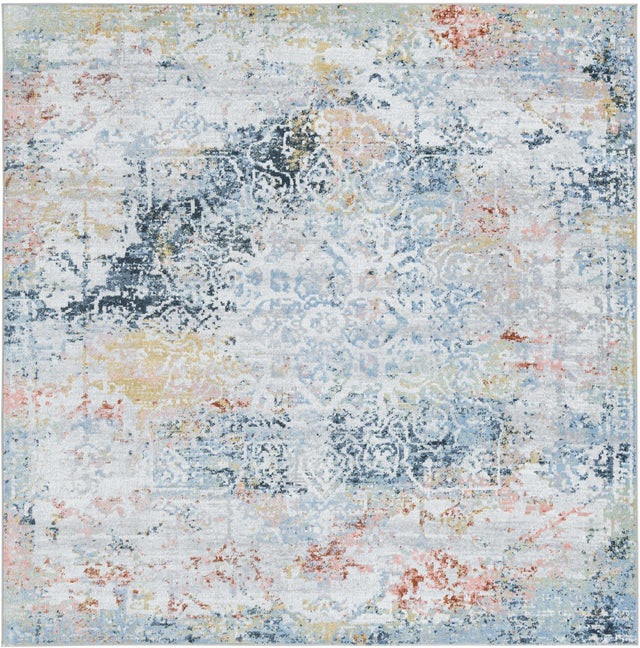 Washable Multicolor 7' 10 x 7' 10 Kamala Washable Square Area Rug Easy to Clean Stain Resistant & Durable 100% Polyester Spill-Friendly Carpet for Sale at Rug Engine