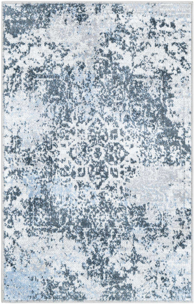 Washable Navy Blue 2' x 3' 1 Kamala Washable Rectangle Area Rug Easy to Clean Stain Resistant & Durable 100% Polyester Spill-Friendly Carpet for Sale at Rug Engine