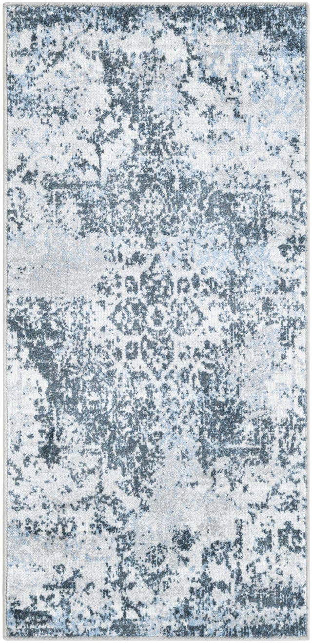 Washable Navy Blue 2' x 4' 1 Kamala Washable Runner Area Rug Easy to Clean Stain Resistant & Durable 100% Polyester Spill-Friendly Carpet for Sale at Rug Engine