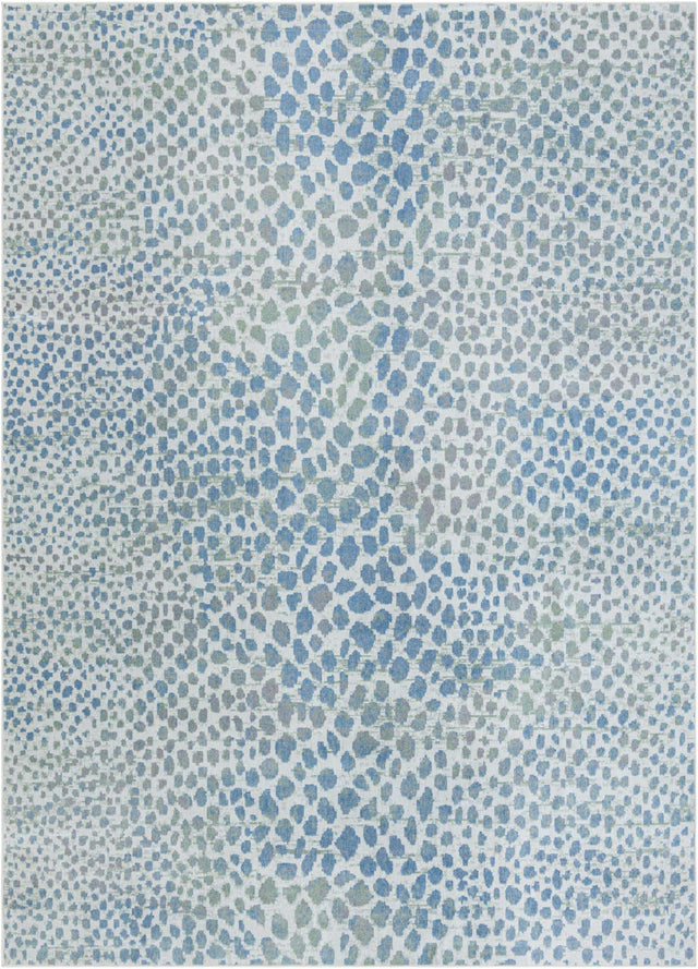 Washable Ivory Blue 10' x 14' 1 Kamala Washable Rectangle Area Rug Easy to Clean Stain Resistant & Durable 100% Polyester Spill-Friendly Carpet for Sale at Rug Engine