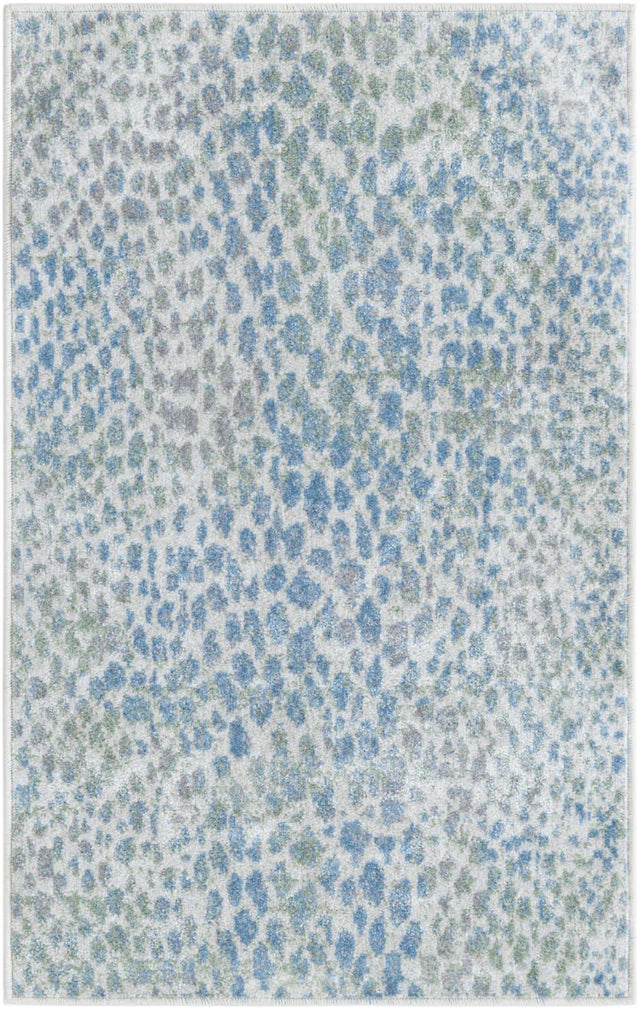 Washable Ivory Blue 2' x 3' 1 Kamala Washable Rectangle Area Rug Easy to Clean Stain Resistant & Durable 100% Polyester Spill-Friendly Carpet for Sale at Rug Engine