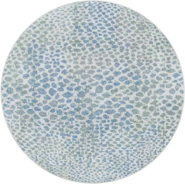 Washable Ivory Blue 3' 3 x 3' 3 Kamala Washable Round Area Rug Easy to Clean Stain Resistant & Durable 100% Polyester Spill-Friendly Carpet for Sale at Rug Engine