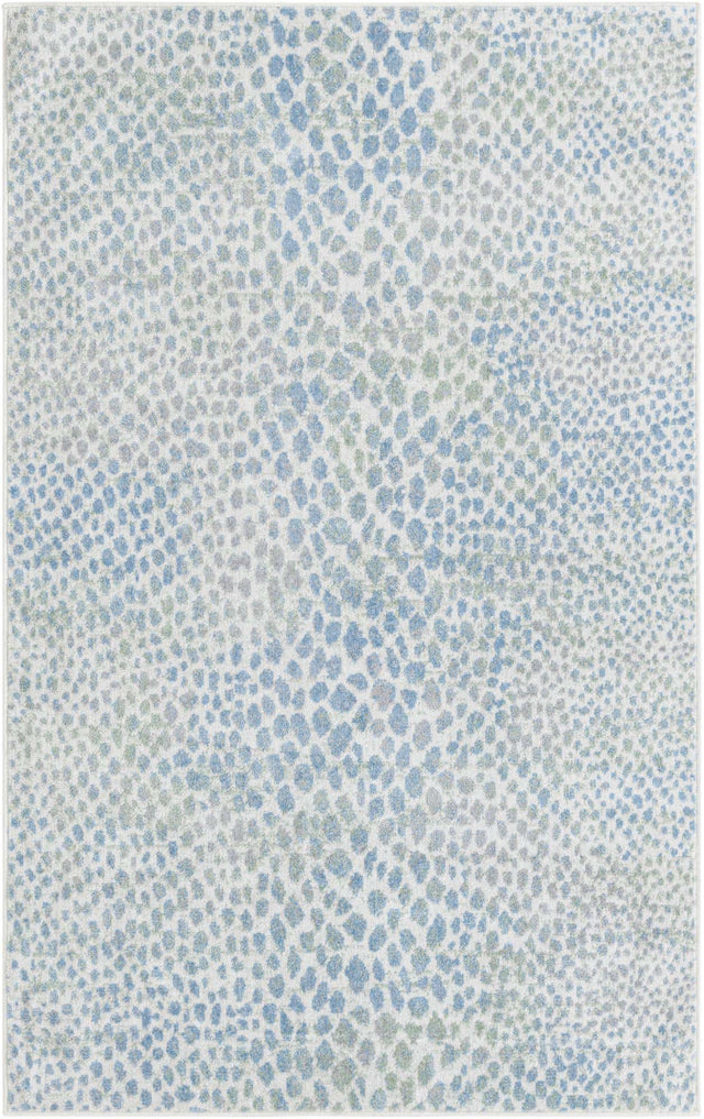 Washable Ivory Blue 4' 1 x 6' 1 Kamala Washable Rectangle Area Rug Easy to Clean Stain Resistant & Durable 100% Polyester Spill-Friendly Carpet for Sale at Rug Engine