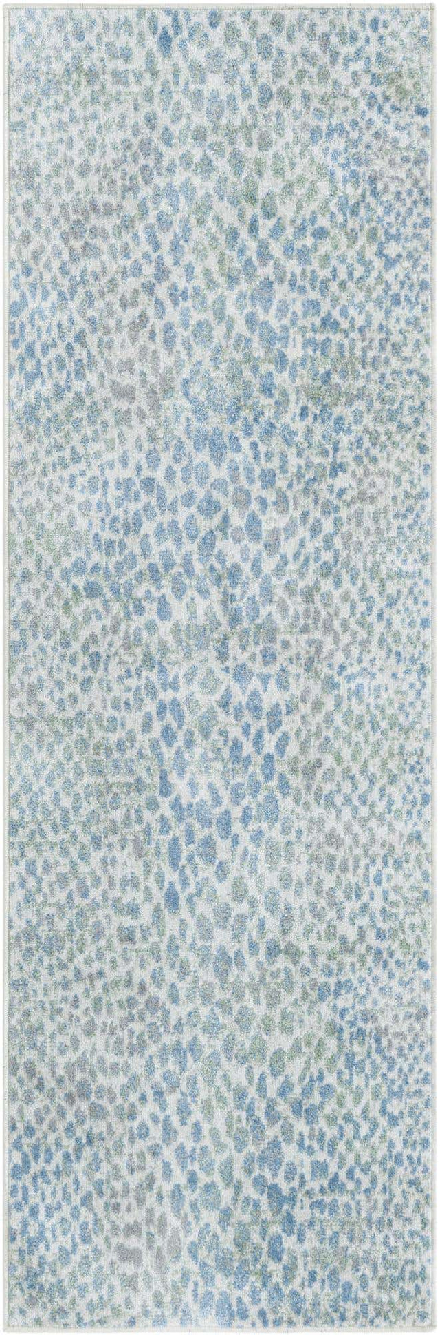 Washable Ivory Blue 2' x 6' 1 Kamala Washable Runner Area Rug Easy to Clean Stain Resistant & Durable 100% Polyester Spill-Friendly Carpet for Sale at Rug Engine