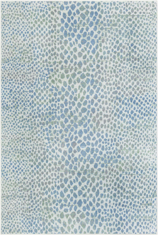 Washable Ivory Blue 6' 1 x 9' Kamala Washable Rectangle Area Rug Easy to Clean Stain Resistant & Durable 100% Polyester Spill-Friendly Carpet for Sale at Rug Engine