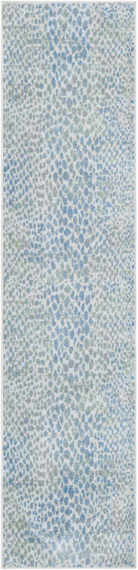 Washable Ivory Blue 2' x 8' Kamala Washable Runner Area Rug Easy to Clean Stain Resistant & Durable 100% Polyester Spill-Friendly Carpet for Sale at Rug Engine
