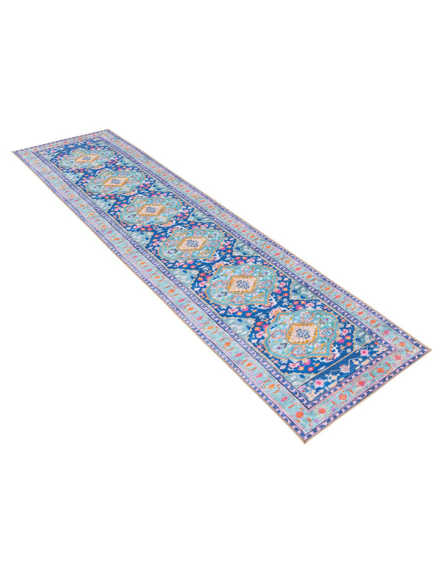 Washable Blue 2' 6 x 14' 1 Timeless Runner Area Rug Easy to Clean Stain Resistant & Durable Traditional Classic Vintage Design Carpet for Sale at Rug Engine