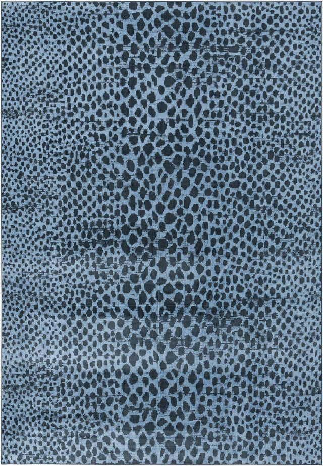 Washable Navy Blue 10' x 14' 1 Kamala Washable Rectangle Area Rug Easy to Clean Stain Resistant & Durable 100% Polyester Spill-Friendly Carpet for Sale at Rug Engine