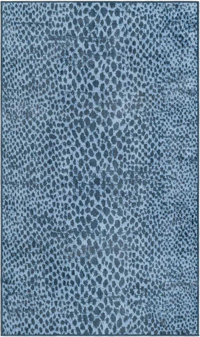 Washable Navy Blue 3' 3 x 5' 3 Kamala Washable Rectangle Area Rug Easy to Clean Stain Resistant & Durable 100% Polyester Spill-Friendly Carpet for Sale at Rug Engine