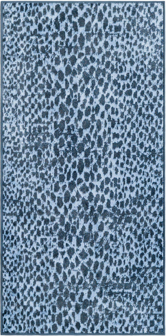 Washable Navy Blue 2' x 4' 1 Kamala Washable Runner Area Rug Easy to Clean Stain Resistant & Durable 100% Polyester Spill-Friendly Carpet for Sale at Rug Engine