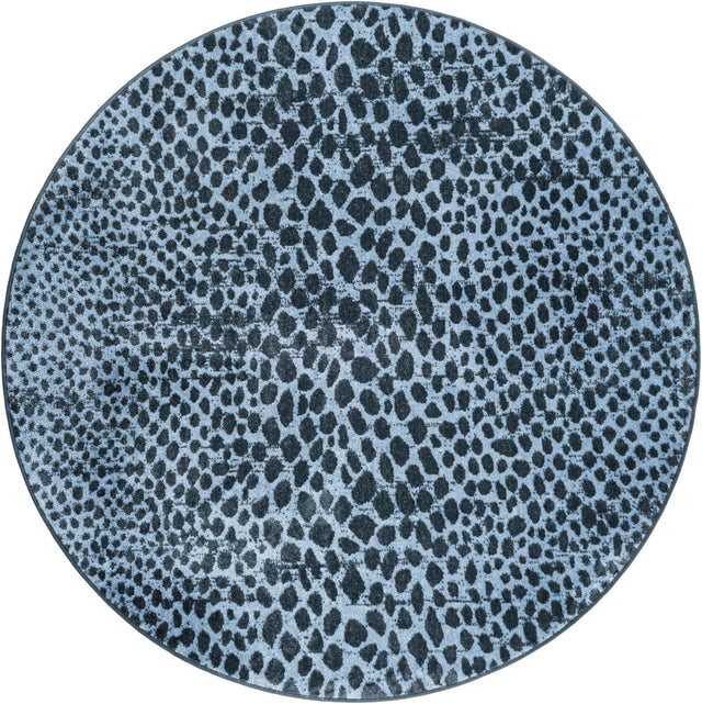 Washable Navy Blue 5' 3 x 5' 3 Kamala Washable Round Area Rug Easy to Clean Stain Resistant & Durable 100% Polyester Spill-Friendly Carpet for Sale at Rug Engine