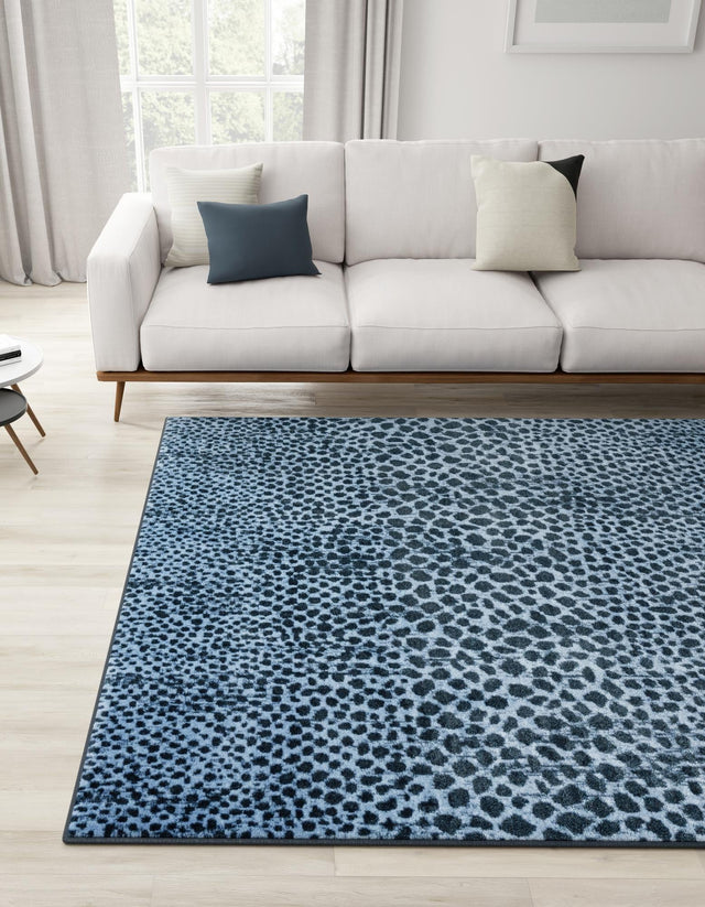 Washable Navy Blue 5' 3 x 5' 3 Kamala Washable Square Area Rug Easy to Clean Stain Resistant & Durable 100% Polyester Spill-Friendly Carpet for Sale at Rug Engine