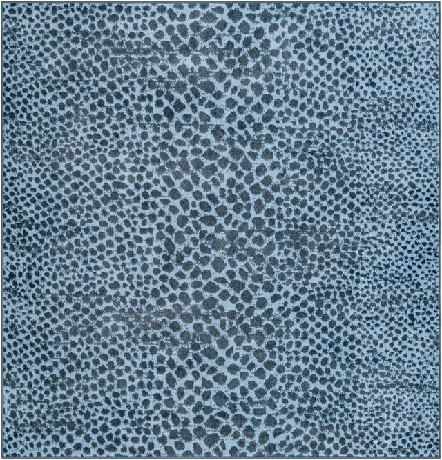 Washable Navy Blue 5' 3 x 5' 3 Kamala Washable Square Area Rug Easy to Clean Stain Resistant & Durable 100% Polyester Spill-Friendly Carpet for Sale at Rug Engine