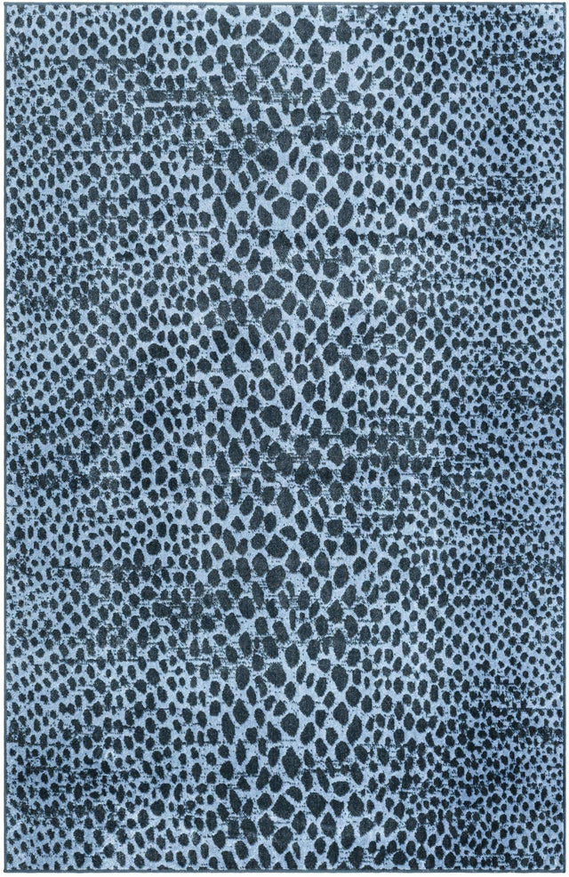 Washable Navy Blue 5' 3 x 8' Kamala Washable Rectangle Area Rug Easy to Clean Stain Resistant & Durable 100% Polyester Spill-Friendly Carpet for Sale at Rug Engine