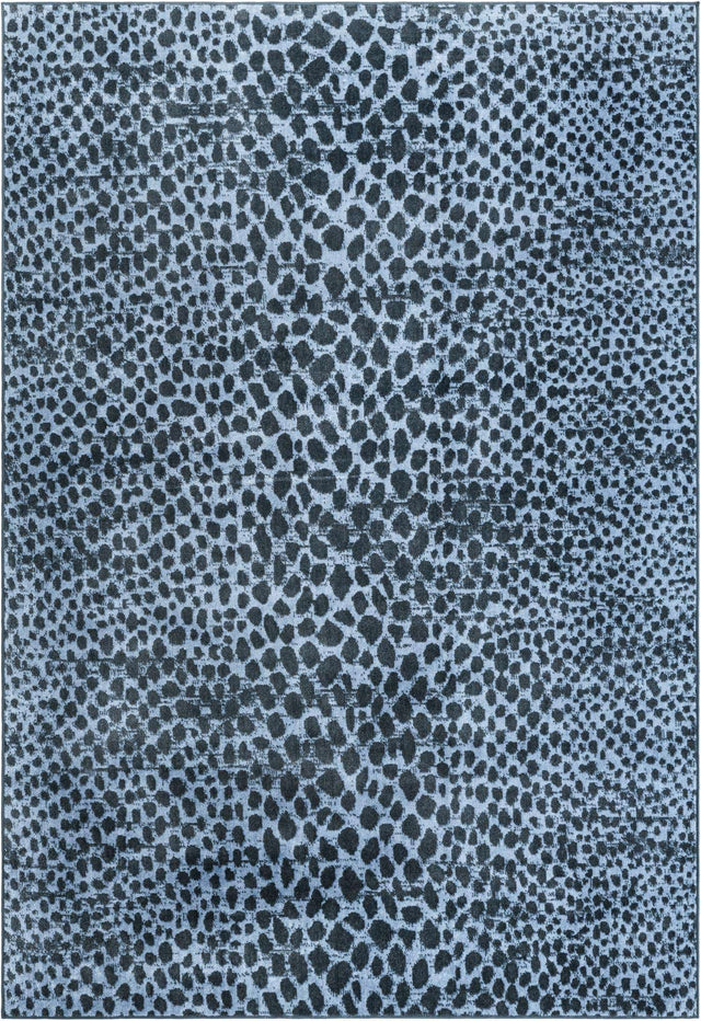 Washable Navy Blue 6' 1 x 9' Kamala Washable Rectangle Area Rug Easy to Clean Stain Resistant & Durable 100% Polyester Spill-Friendly Carpet for Sale at Rug Engine