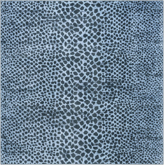 Washable Navy Blue 7' 10 x 7' 10 Kamala Washable Square Area Rug Easy to Clean Stain Resistant & Durable 100% Polyester Spill-Friendly Carpet for Sale at Rug Engine